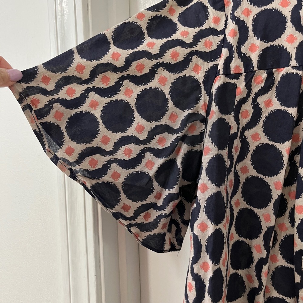 Mossimo Blouse Womens 16W/18W 100% Cotton Geometric Ikat Flutter Sleeve Boxy - Picture 3 of 6